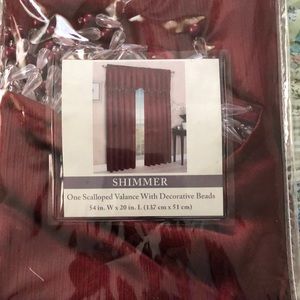 Scalloped Valance with Decorative Beads- Dark Red